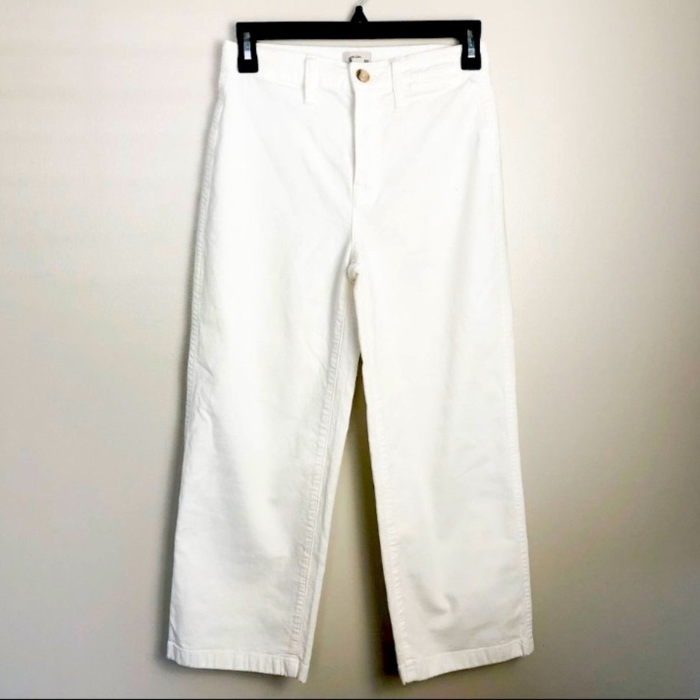 J. Crew Slim Wide Leg White High Rise Jeans 25 Petite